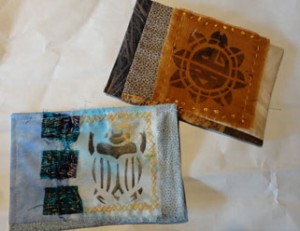 two fabric post cards