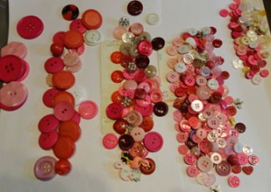 shot shows five rows of pink buttons