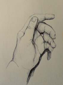 ballpoint pen drawing of my left hand