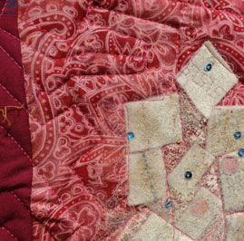 close up showing the quilting 